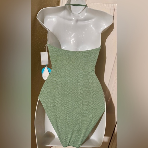 WET Designer Swimwear One Piece Moss Green Sexy Cutout Swimsuit  Size Small NWT - Picture 7 of 11